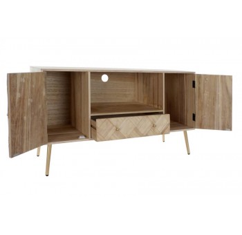 Mueble Tv Basandras madera natural metal dorado