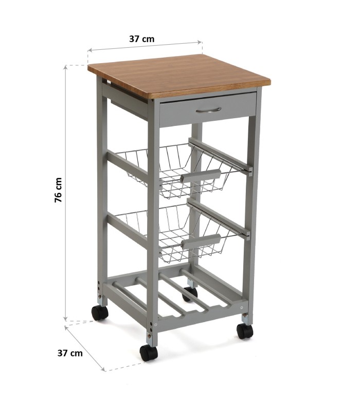 Carro con ruedas Congaz madera natural y gris