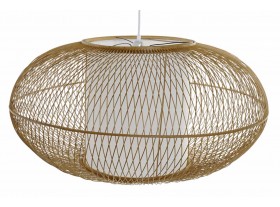 Lámpara de techo Tarascha bambú natural pantalla blanca