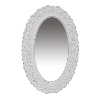 Espejo pared ovalado Soledar madera tallada blanca
