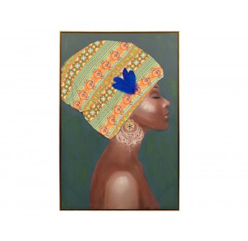 Cuadro Sieviete mujer africana con marco dorado 
