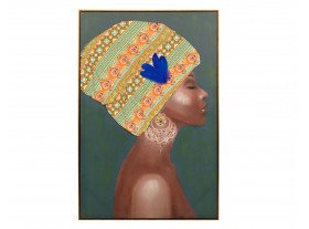 Cuadro Sieviete mujer africana con marco dorado