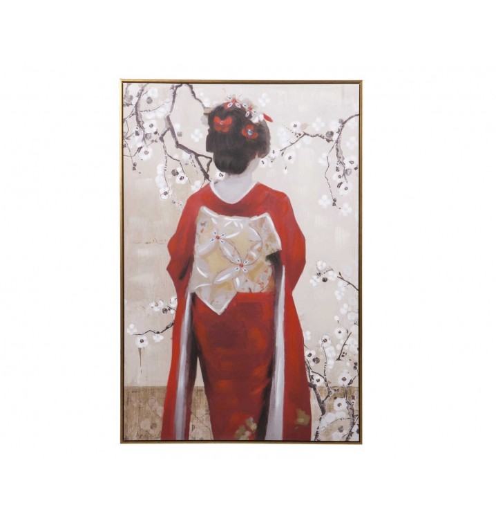 Cuadro Migdolu lienzo geisha almendro marco dorado