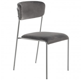 Juego 4 sillas Golda terciopelo gris y cromado