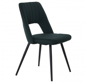 Juego 4 sillas Sundari tapizado verde oscuro metal negro