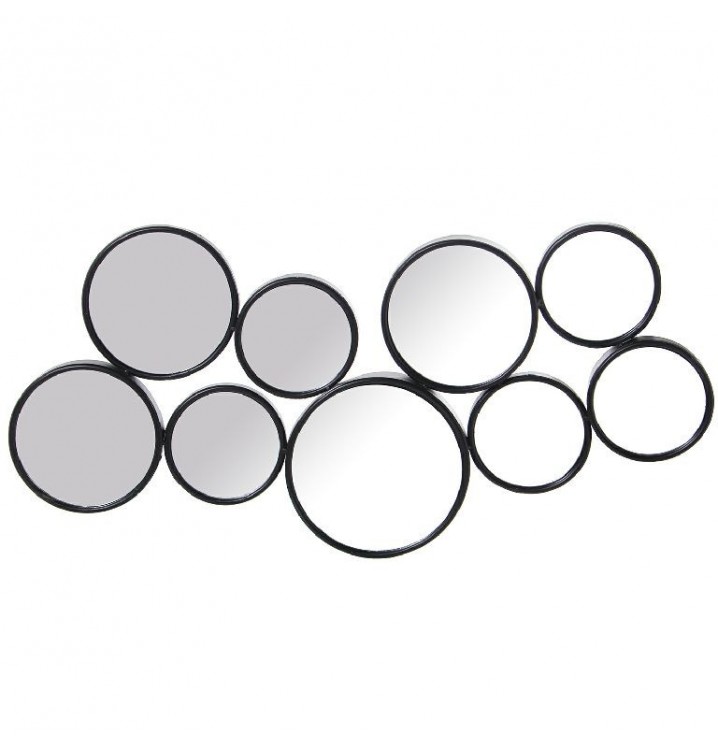 Espejo pared Politre círculos metal negro