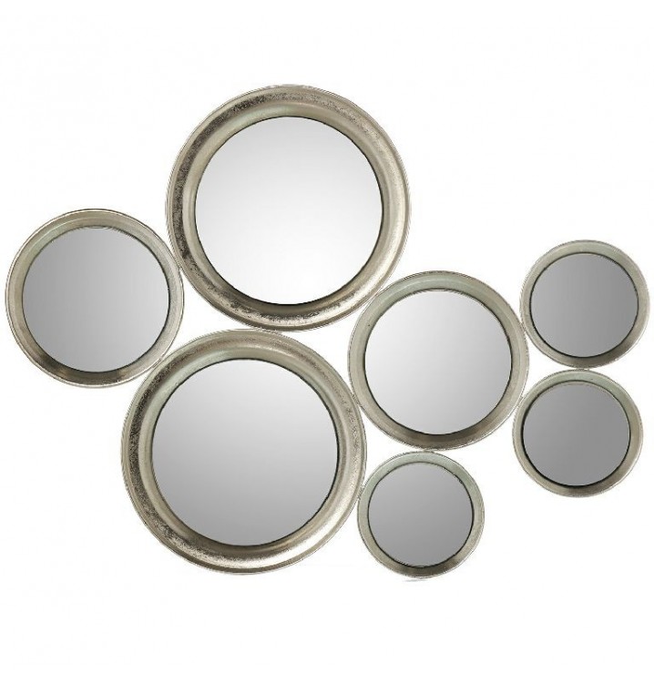 Espejo pared Kuld círculos metal plata vieja