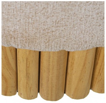 Puf redondo Kiara madera tapizado beige
