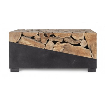 Mesa de centro Yaretzi madera raíz natural y metal negro