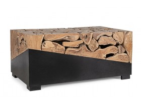Mesa de centro Yaretzi madera raíz natural y metal negro