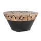 Mesa redonda Yaretzi madera raíz natural y metal negro