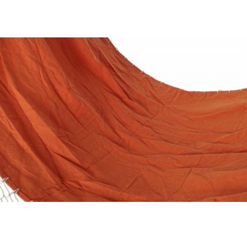 Hamaca Eluney cuerda blanca flecos tela naranja