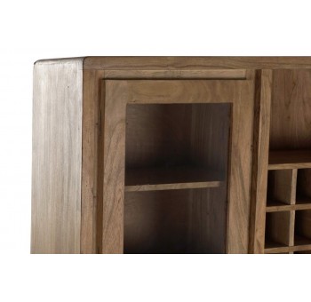 Mueble botellero Aleida madera marrón y ratán natural