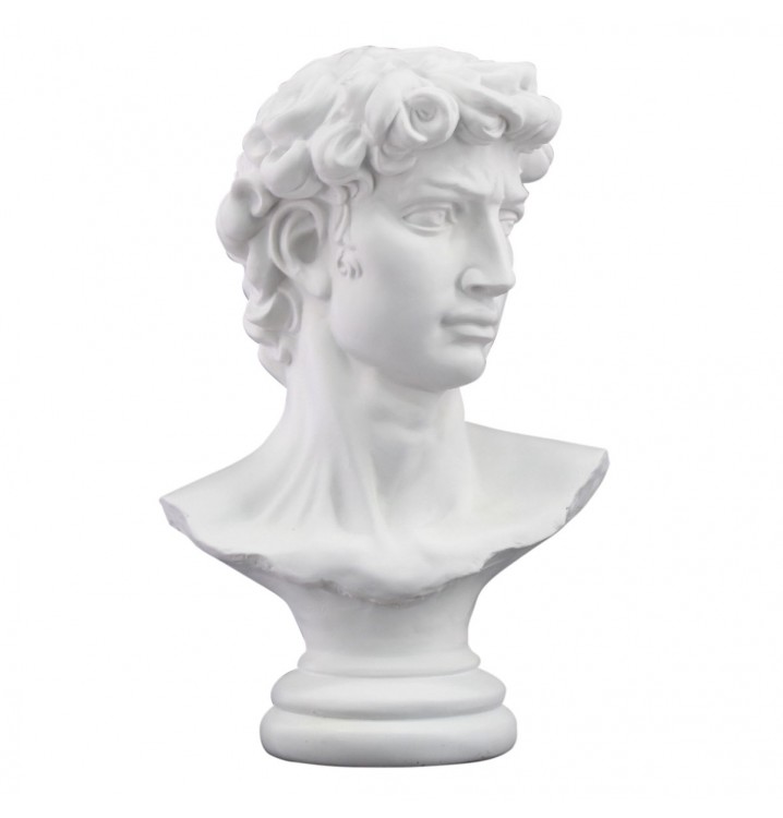 Figura decoración David Busto neoclásico blanco