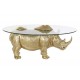 Mesa de centro Rhino dorado cristal ovalado