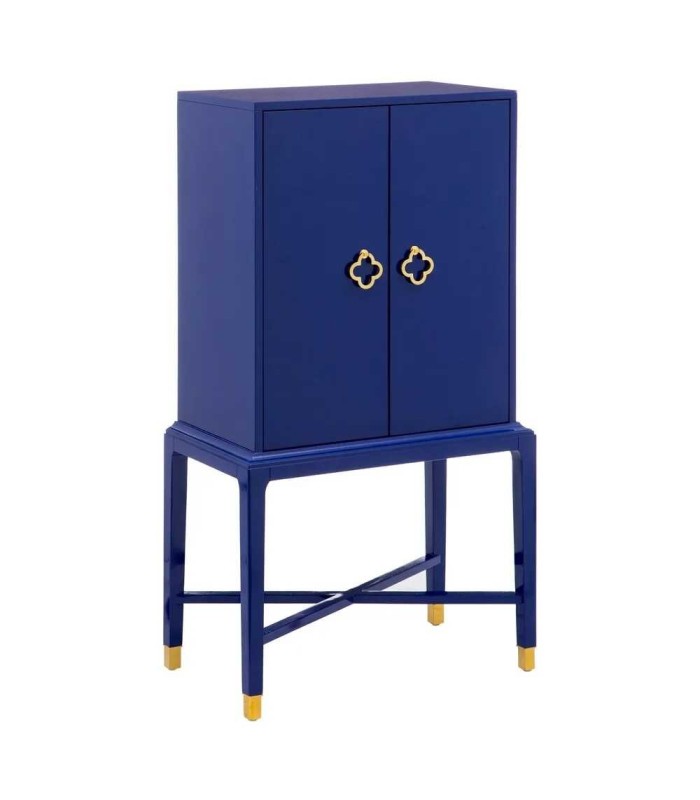 Armario alto Alek azul y oro 2 puertas
