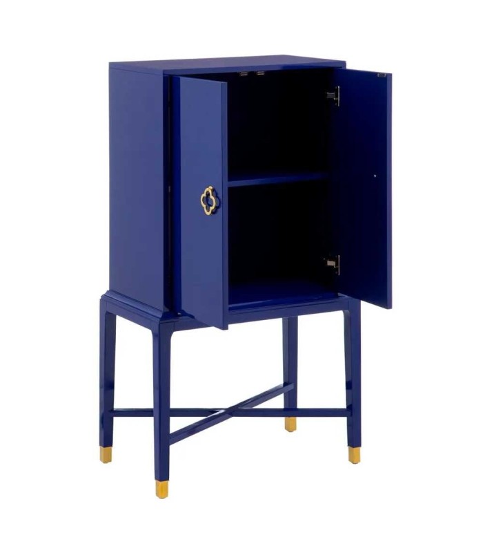 Armario alto Alek azul y oro 2 puertas