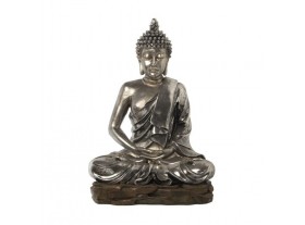Figura Buda A72 sentado plata envejecido