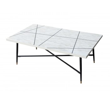 Mesa de centro rectangular Jussara madera y hueso blanco
