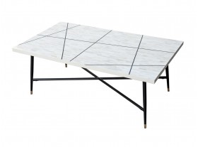 Mesa de centro rectangular Jussara madera y hueso blanco