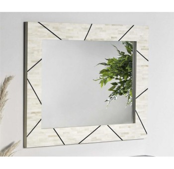 Espejo pared Jussara madera y hueso blanco