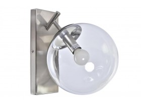 Lámpara aplique pared Irela globo cristal transparente