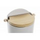 Salero azucarero cerámica beige tapa ovalada bambú