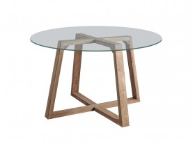 Mesa comedor redonda Shay cristal y madera