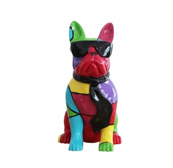 Figura decorativa Bulldog francés gafas negras multicolor