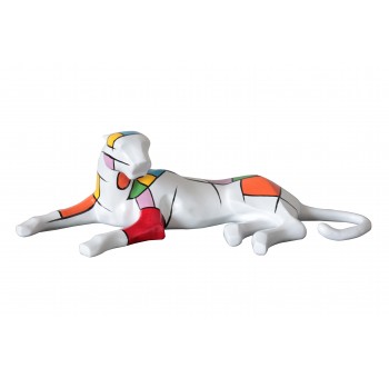 Figura decorativa Pantera blanca y multicolor
