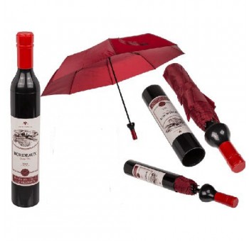 Paraguas botella vino granate
