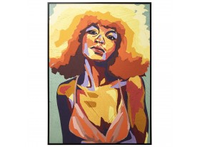 Cuadro lienzo enmarcado mujer años 70