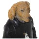 Figura Perro con traje abrigo negro
