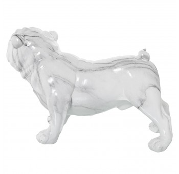 Figura perro Bulldog blanco detalle gris
