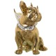 Figura escultura Perro Bulldog dorado alas espejitos