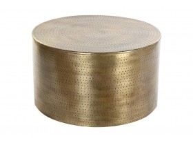 Mesa de centro redonda Arisai metal martilleado dorado