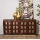 Aparador indio Budha Gold mango envejecido marrón 4 puertas
