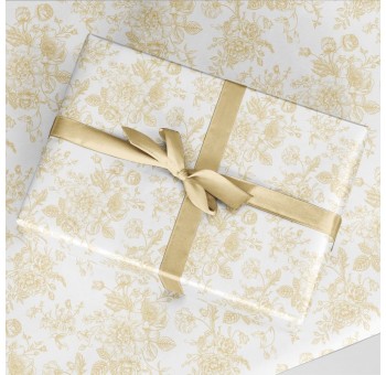 Papel de regalo en rollo blanco y dorado surtido