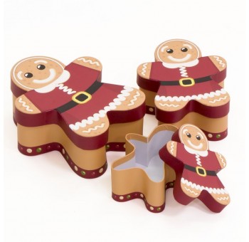 Caja cartón forma muñeco Navidad Jengibre galleta