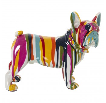 Figura escultura Perro Bulldog manchas pinturas