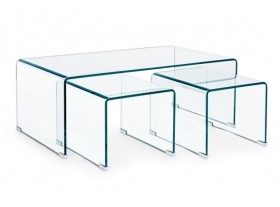 Juego 3 mesas auxiliares cristal transparente