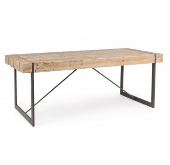 Mesa comedor Plank acero y madera abeto 200x90