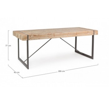 Mesa comedor Plank acero y madera abeto 200x90