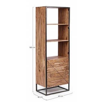 Estantería librería 1 puerta akacija madera de acacia 60X180