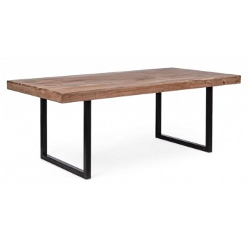 Mesa comedor akacija acero y madera de acacias 200X100