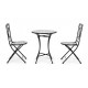 Set de mesa auxiliar redonda y 2 sillas Lods hierro y cerámica verde D60