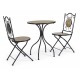 Set de mesa auxiliar redonda y 2 sillas Lods hierro y cerámica marrón D60
