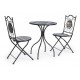 Set de mesa auxiliar redonda y 2 sillas Lods hierro y cerámica grises D60