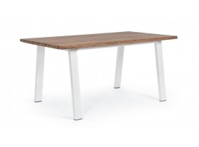 Mesa comedor Taska acero blanco y madera de acacia 160X90