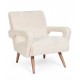 sillón Klevas madera caucho solida y poliéster blanco